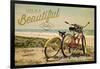 Santa Cruz, California - Life is a Beautiful Ride - Beach Cruisers-Lantern Press-Framed Art Print