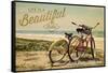 Santa Cruz, California - Life is a Beautiful Ride - Beach Cruisers-Lantern Press-Framed Stretched Canvas