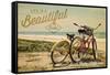 Santa Cruz, California - Life is a Beautiful Ride - Beach Cruisers-Lantern Press-Framed Stretched Canvas