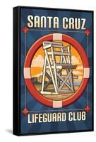 Santa Cruz, California - Lifeguard Club-Lantern Press-Framed Stretched Canvas