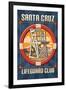 Santa Cruz, California - Lifeguard Club-Lantern Press-Framed Art Print