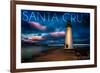 Santa Cruz, California - Lighthouse and Night Sky-Lantern Press-Framed Premium Giclee Print