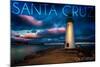 Santa Cruz, California - Lighthouse and Night Sky-Lantern Press-Mounted Art Print