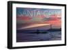 Santa Cruz, California - Lighthouse at Sunset-Lantern Press-Framed Art Print