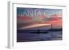 Santa Cruz, California - Lighthouse at Sunset-Lantern Press-Framed Art Print