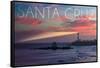 Santa Cruz, California - Lighthouse at Sunset-Lantern Press-Framed Stretched Canvas