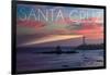 Santa Cruz, California - Lighthouse at Sunset-Lantern Press-Framed Art Print