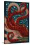 Santa Cruz, California - Octopus Mosaic-Lantern Press-Stretched Canvas