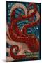 Santa Cruz, California - Octopus Mosaic-Lantern Press-Mounted Art Print