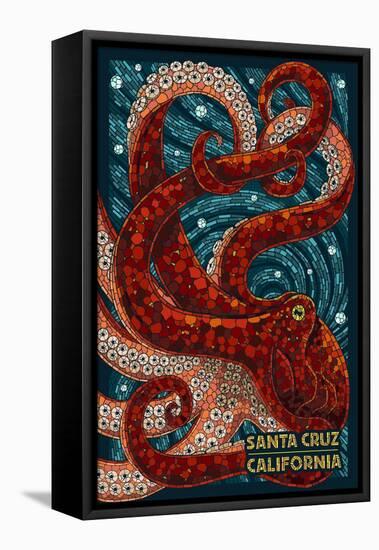 Santa Cruz, California - Octopus Mosaic-Lantern Press-Framed Stretched Canvas