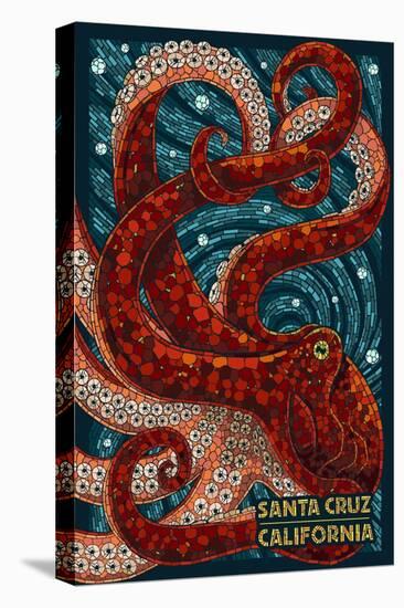 Santa Cruz, California - Octopus Mosaic-Lantern Press-Stretched Canvas