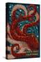 Santa Cruz, California - Octopus Mosaic-Lantern Press-Stretched Canvas