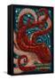 Santa Cruz, California - Octopus Mosaic-Lantern Press-Framed Stretched Canvas