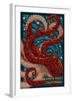 Santa Cruz, California - Octopus Mosaic-Lantern Press-Framed Art Print