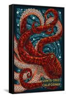 Santa Cruz, California - Octopus Mosaic-Lantern Press-Framed Stretched Canvas