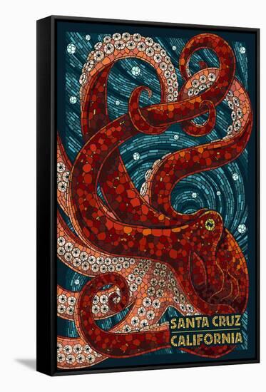 Santa Cruz, California - Octopus Mosaic-Lantern Press-Framed Stretched Canvas