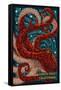 Santa Cruz, California - Octopus Mosaic-Lantern Press-Framed Stretched Canvas