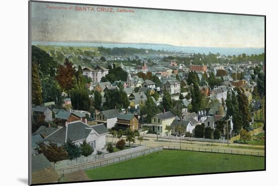 Santa Cruz, California - Panoramic View of Town-Lantern Press-Mounted Art Print