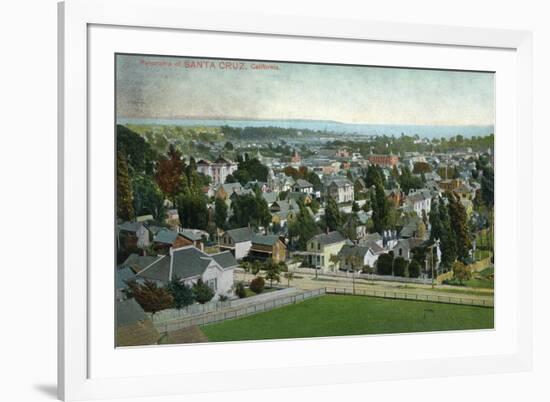 Santa Cruz, California - Panoramic View of Town-Lantern Press-Framed Art Print
