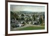 Santa Cruz, California - Panoramic View of Town-Lantern Press-Framed Art Print