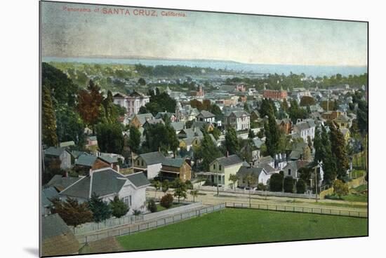 Santa Cruz, California - Panoramic View of Town-Lantern Press-Mounted Art Print