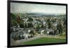 Santa Cruz, California - Panoramic View of Town-Lantern Press-Framed Art Print