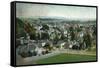 Santa Cruz, California - Panoramic View of Town-Lantern Press-Framed Stretched Canvas