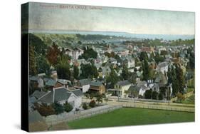 Santa Cruz, California - Panoramic View of Town-Lantern Press-Stretched Canvas