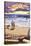 Santa Cruz, California - Pleasure Point Sunset Beach Scene-Lantern Press-Stretched Canvas