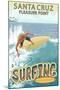 Santa Cruz, California - Pleasure Point Surfer Scene-Lantern Press-Mounted Art Print