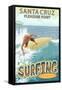 Santa Cruz, California - Pleasure Point Surfer Scene-Lantern Press-Framed Stretched Canvas