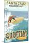 Santa Cruz, California - Pleasure Point Surfer Scene-Lantern Press-Mounted Art Print