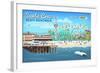 Santa Cruz, California - Retro Scene-Lantern Press-Framed Art Print