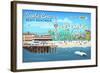 Santa Cruz, California - Retro Scene-Lantern Press-Framed Art Print