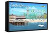 Santa Cruz, California - Retro Scene-Lantern Press-Framed Stretched Canvas