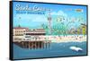 Santa Cruz, California - Retro Scene-Lantern Press-Framed Stretched Canvas