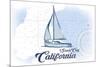 Santa Cruz, California - Sailboat - Blue - Coastal Icon-Lantern Press-Mounted Art Print