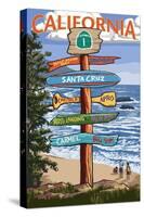 Santa Cruz, California - Signpost Destinations-Lantern Press-Stretched Canvas