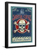 Santa Cruz, California - Skull and Crossbones-Lantern Press-Framed Art Print