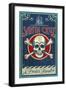 Santa Cruz, California - Skull and Crossbones-Lantern Press-Framed Art Print