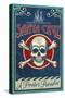 Santa Cruz, California - Skull and Crossbones-Lantern Press-Stretched Canvas