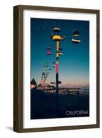 Santa Cruz, California - Sky Gliders at Night-Lantern Press-Framed Art Print