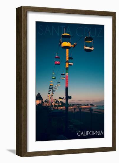 Santa Cruz, California - Sky Gliders at Night-Lantern Press-Framed Art Print