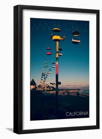 Santa Cruz, California - Sky Gliders at Night-Lantern Press-Framed Art Print