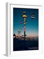 Santa Cruz, California - Sky Gliders at Night-Lantern Press-Framed Art Print