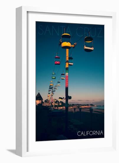Santa Cruz, California - Sky Gliders at Night-Lantern Press-Framed Art Print