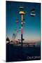 Santa Cruz, California - Sky Gliders at Night-Lantern Press-Mounted Art Print