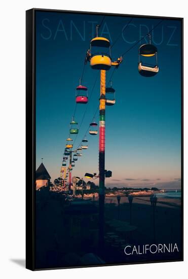 Santa Cruz, California - Sky Gliders at Night-Lantern Press-Framed Stretched Canvas