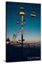 Santa Cruz, California - Sky Gliders at Night-Lantern Press-Stretched Canvas