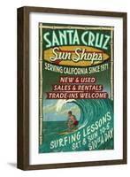 Santa Cruz, California - Sun Shops Surf Shop-Lantern Press-Framed Art Print